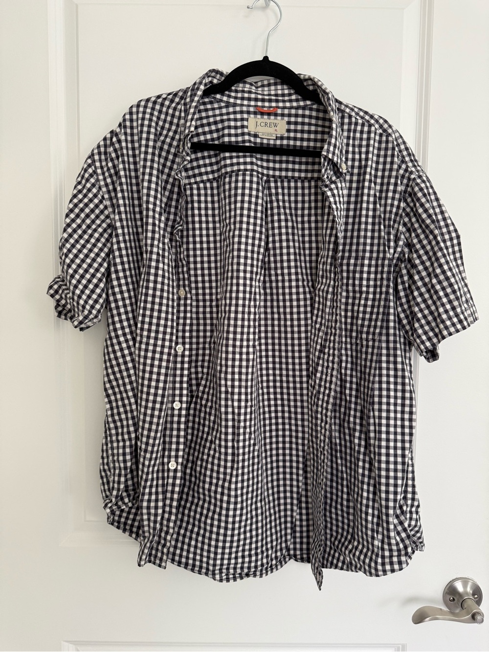 J. Crew Black & White Gingham Short-Sleeve Button-Down Shirt